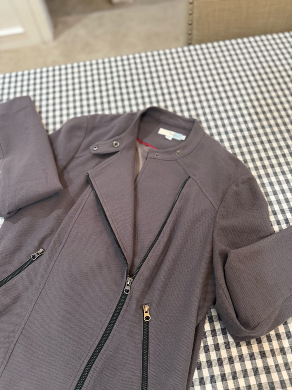 Boden Women's Emilia Biker Zip Utility Jacket Cotton/ Wool Blend size 12